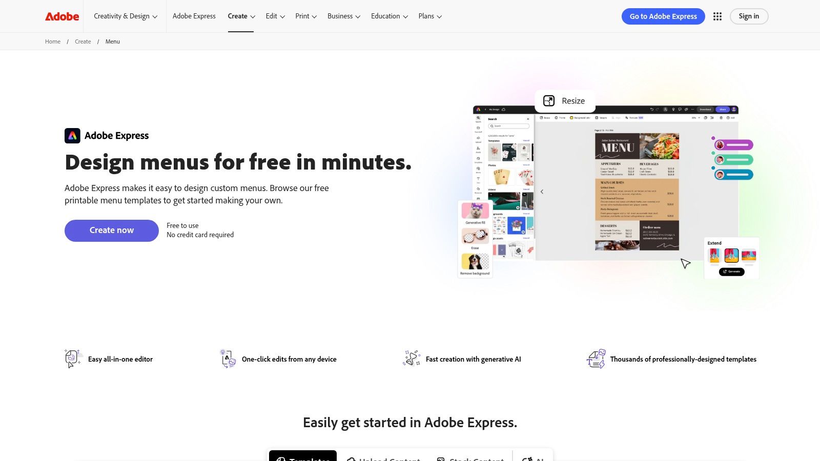 Adobe Express (Menu Maker)