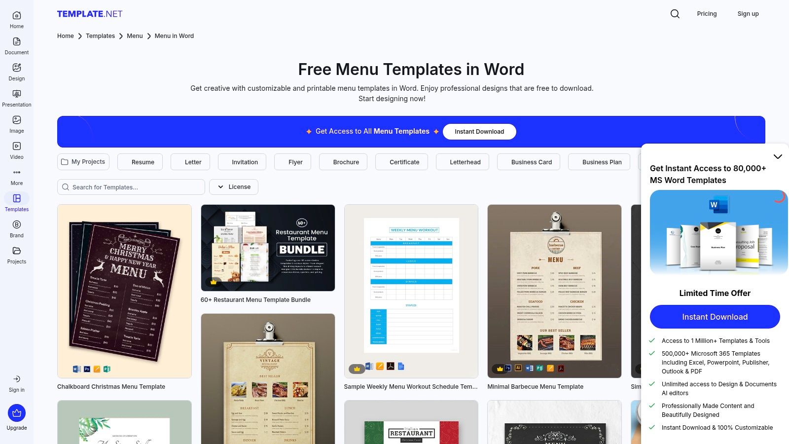 Template.net – Word menu templates (freemium)
